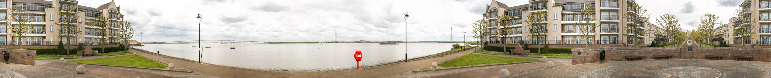 A landscape visual impact assessment photograph taken for my client looking towards the development site from across the river at a nearby monument